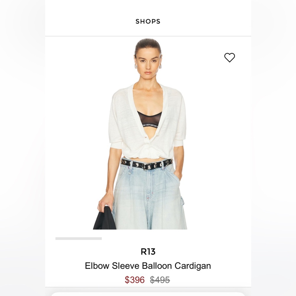 R13 Black Women's Balloon Cropped Cardigan Sweater - Picture 4 of 7